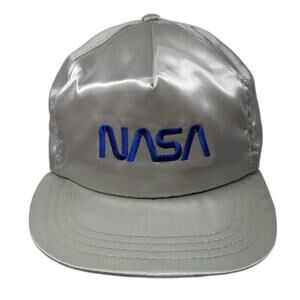 NASA Snapback 5 Panel Cap Silver OS Adjustable Embroidered Identity Vintage USA